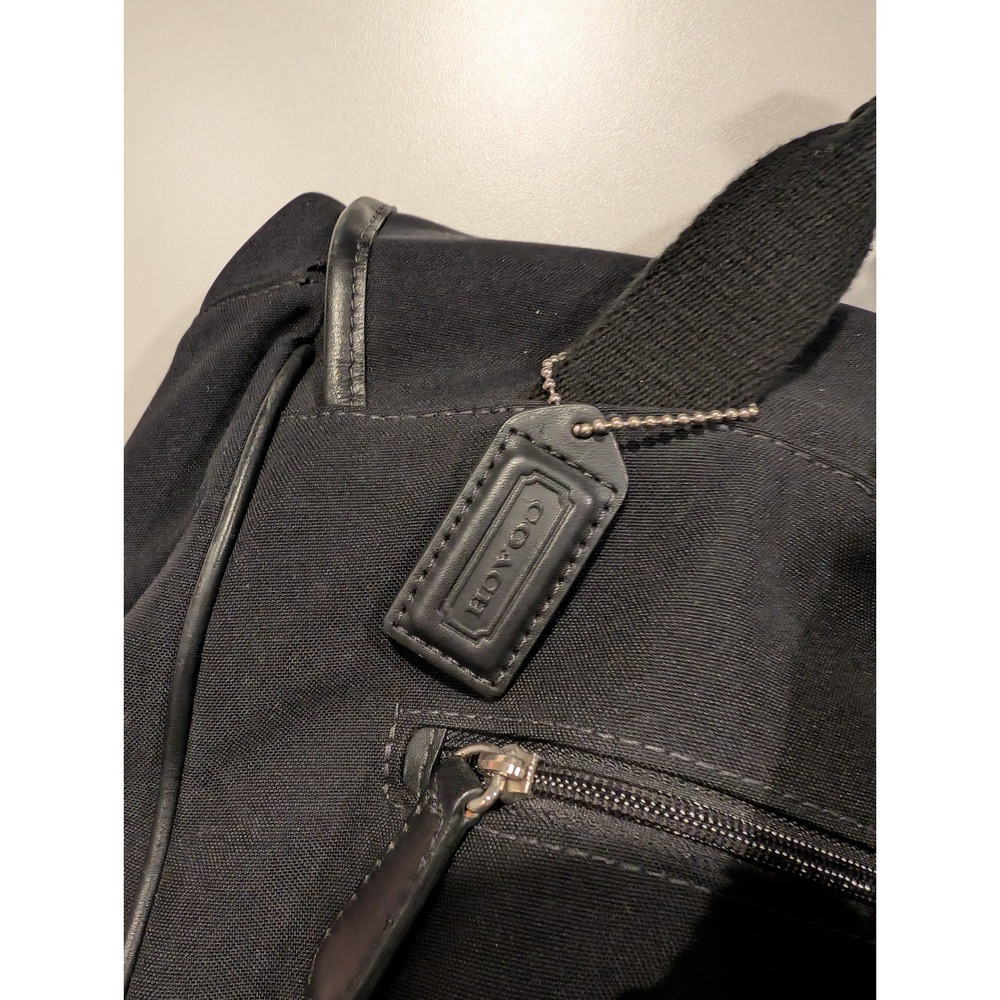 Vintage Coach Backpack Black Canvas Leather Trim Flap Large Utility Travel Bag - Picture 15 of 15